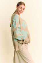 Load image into Gallery viewer, Davi &amp; Dani OVERSIZED Knit Sweater with Floral Print in Taupe/Mint
