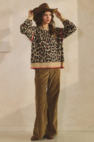 LovLov Knit Sweater with Contrasting Details in Leopard