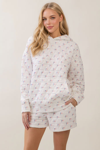 Veveret All-American Quilted Hoodie in White