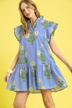 Load image into Gallery viewer, Umgee Bold Floral Print Mini Dress in Periwinkle Mix
