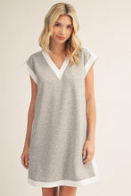 Load image into Gallery viewer, Jodifl Solid Color Casual Dress with Contrasting Color Trim in Heather Grey
