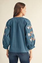 Load image into Gallery viewer, Jodifl Embroidered Baroque Floral Applique Top in Teal
