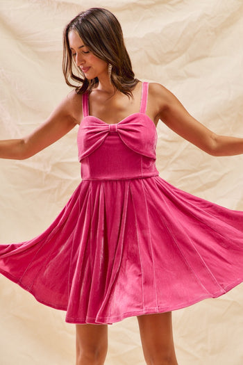 So Me Christmas Holiday Velvet Mini Dress in Pink
