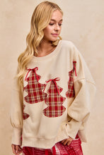 Load image into Gallery viewer, BiBi OVERSIZED Sweatshirt with Vintage Plaid Trees in Cream/Red Plaid
