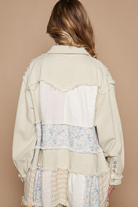 POL OVERSIZED Mixed Fabric Jacket in Sand Beige