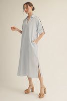 Jodifl Striped Midi Dress with Leopard Print Details in Blue