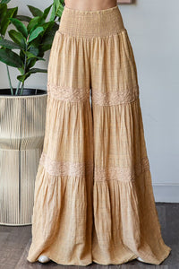 Oli & Hali SMOCKED Waist Wide Leg Pants in Tan