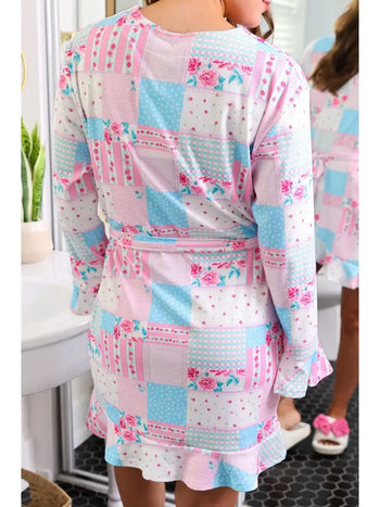 Jess Lea Almost Ready Ribbed Robe in Pink Heirloom