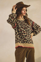 LovLov Knit Sweater with Contrasting Details in Leopard