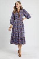 Umgee Vibrant Floral Print Maxi Dress in Brown Mix