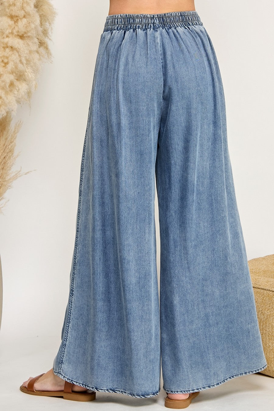 Sage+Fig Denim Wide Leg Palazzo Pants in Denim Blue – June Adel