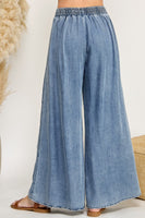 Sage+Fig Denim Wide Leg Palazzo Pants in Denim Blue