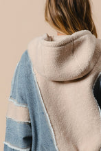 Load image into Gallery viewer, BiBi OVERSIZED Washed Denim and Fleece Mixed Jacket in Denim/Oatmeal
