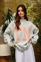 Load image into Gallery viewer, BucketList 'TN' Striped Embroidered Mock Neck Sweatshirt in Heather Grey
