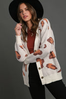 Umgee Leopard Button Down Cardigan Sweater in Cream