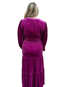 Jodifl Velvet Tiered Maxi Dress in Magenta