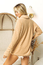 Load image into Gallery viewer, BiBi Brushed Knit Textured Jacquard Check Top in Taupe
