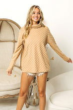 Load image into Gallery viewer, BiBi Brushed Knit Textured Jacquard Check Top in Taupe
