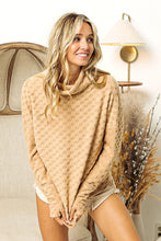 Load image into Gallery viewer, BiBi Brushed Knit Textured Jacquard Check Top in Taupe
