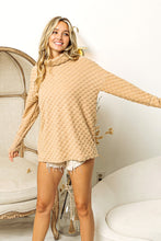 Load image into Gallery viewer, BiBi Brushed Knit Textured Jacquard Check Top in Taupe
