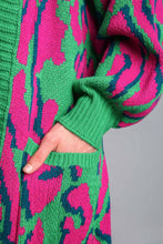 Load image into Gallery viewer, Umgee Animal Print Cardigan Sweater with Side Pockets in Green Mix
