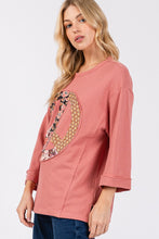 Load image into Gallery viewer, Sage+Fig OVERSIZED Peace Sign Patched Top in Indian Red
