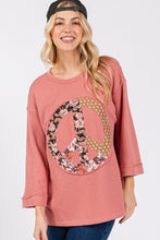 Load image into Gallery viewer, Sage+Fig OVERSIZED Peace Sign Patched Top in Indian Red
