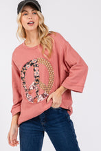 Load image into Gallery viewer, Sage+Fig OVERSIZED Peace Sign Patched Top in Indian Red
