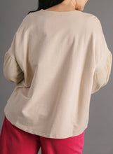 Load image into Gallery viewer, Umgee Solid French Terry &amp; Waffle Knit Top in Stone
