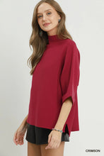 Load image into Gallery viewer, Umgee Mock Neck Dolman Sleeve Sweater Top in Crimson
