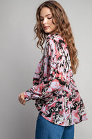 ee:some Semi-Sheer Marble Print Top in Lilac Rose