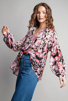 ee:some Semi-Sheer Marble Print Top in Lilac Rose