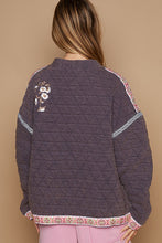 Load image into Gallery viewer, POL Open Front Quilted Jacket with Embroidery Details in Antique Navy
