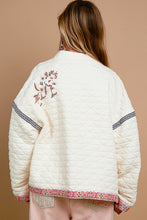 Load image into Gallery viewer, POL Open Front Quilted Jacket with Embroidery Details in Cream
