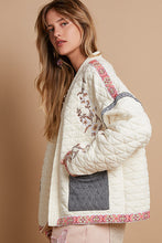 Load image into Gallery viewer, POL Open Front Quilted Jacket with Embroidery Details in Cream
