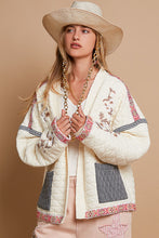 Load image into Gallery viewer, POL Open Front Quilted Jacket with Embroidery Details in Cream
