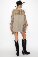 Load image into Gallery viewer, J.Her Thermal Knit and Plaid Print Top in Olive Shirts &amp; Tops J.Her   
