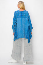 Load image into Gallery viewer, J.Her Thermal Knit and Plaid Print Top in Denim Shirts &amp; Tops J.Her   
