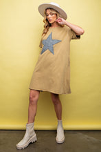 Load image into Gallery viewer, Easel Star Patch T Shirt Dress in Avocado Dress Easel   
