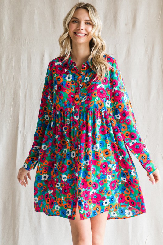 Leoom - Short-Sleeve Flower Print Mini A-Line Dress | YesStyle