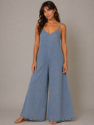 Mystree Washed Tencel Jumpsuit in Denim Blue