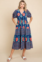 Load image into Gallery viewer, Jodifl Mixed Print Midi Dress in Navy

