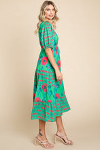 Load image into Gallery viewer, Jodifl Mixed Print Midi Dress in Green
