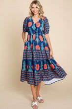 Load image into Gallery viewer, Jodifl Mixed Print Midi Dress in Navy
