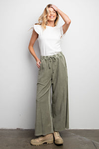Easel Inside Out Terry Knit Pants in Faded Olive Pants Easel   