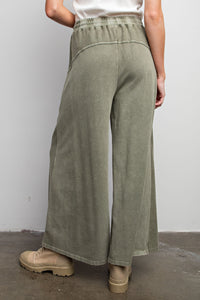 Easel Inside Out Terry Knit Pants in Faded Olive Pants Easel   