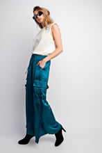 Load image into Gallery viewer, Easel Washed Satin Cargo Pants in Teal Pants Easel   

