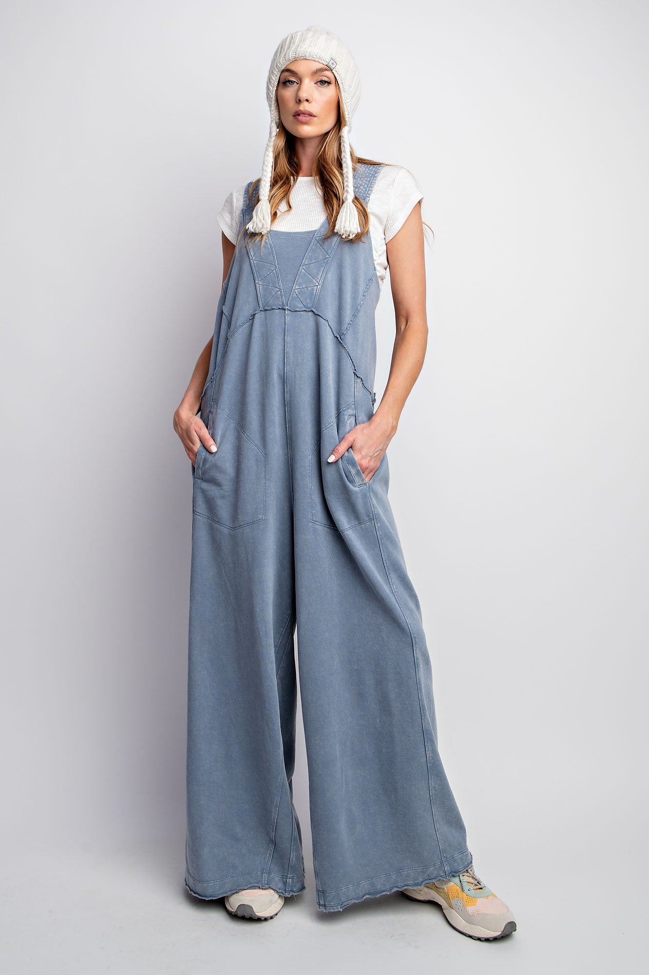 Alysi Bonded-Seams Washed Denim Dungarees - ShopStyle Jumpsuits & Rompers