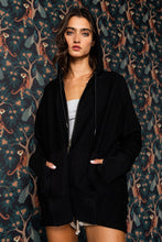 Load image into Gallery viewer, BucketList Oversized French Terry Zip-Up Hooded Jacket in Black Coats &amp; Jackets Bucketlist   
