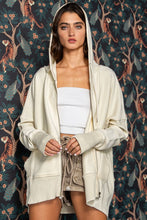 Load image into Gallery viewer, BucketList Oversized French Terry Zip-Up Hooded Jacket in Cream ON ORDER Coats &amp; Jackets Bucketlist   

